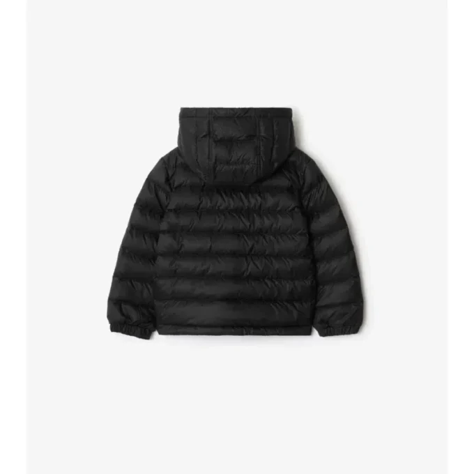 Piumino con cappuccio in nylon a quadri