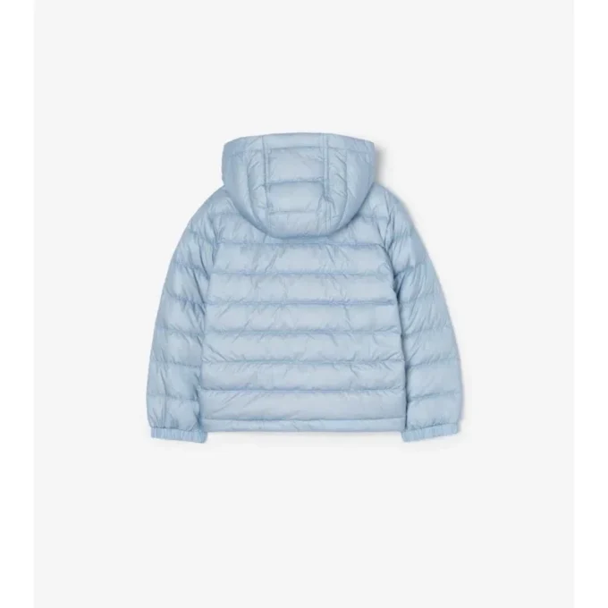 Piumino con cappuccio in nylon a quadri