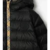 Piumino con cappuccio in nylon a quadri