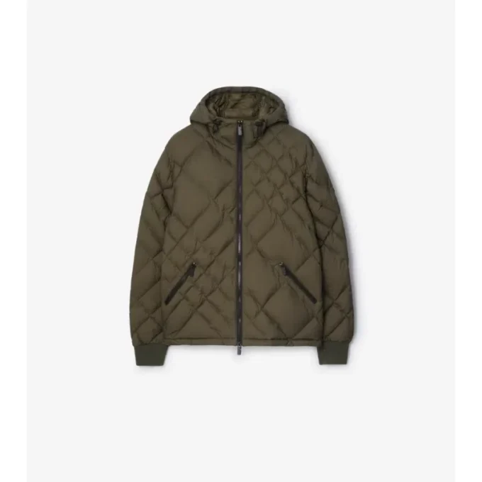 Piumino Doversgreen in nylon con cuciture a quadri