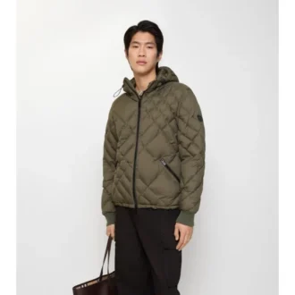 Piumino Doversgreen in nylon con cuciture a quadri