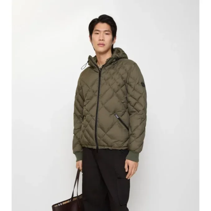 Piumino Doversgreen in nylon con cuciture a quadri