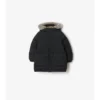 Piumino in nylon con bordi in pelliccia sintetica