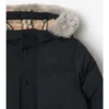 Piumino in nylon con bordi in pelliccia sintetica