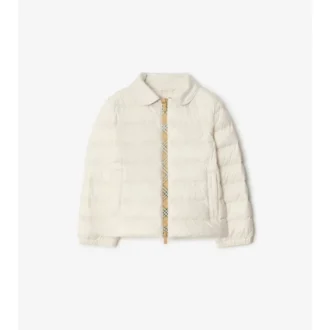 Piumino in nylon con nastro a quadri