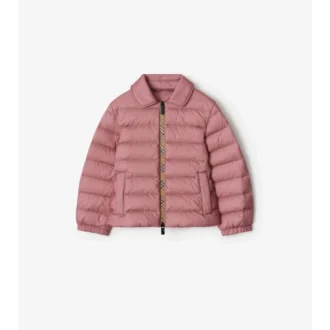 Piumino in nylon con nastro a quadri