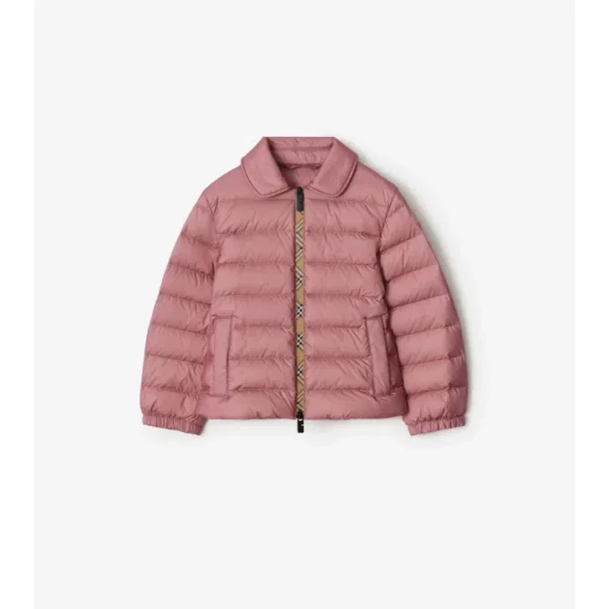 Piumino in nylon con nastro a quadri