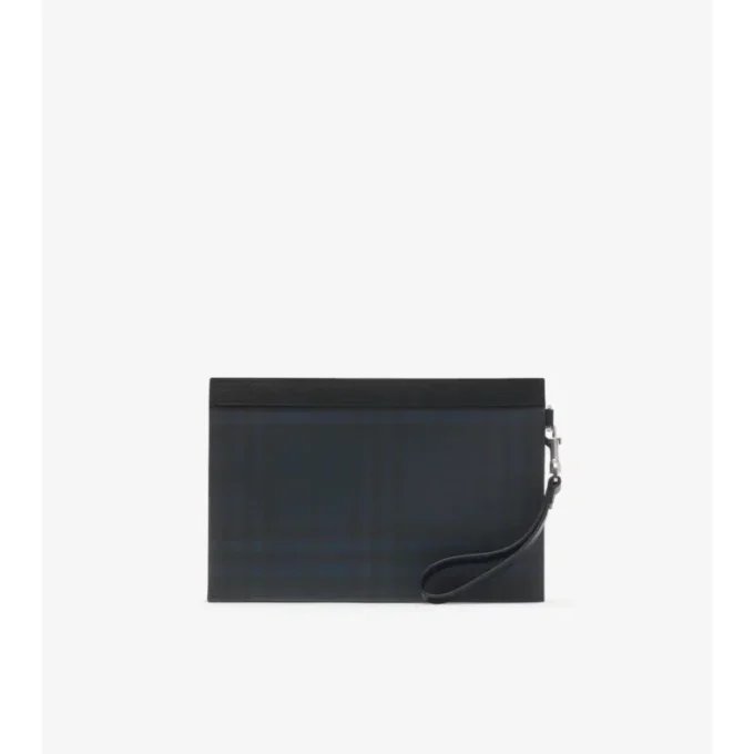 Pochette con zip a quadri