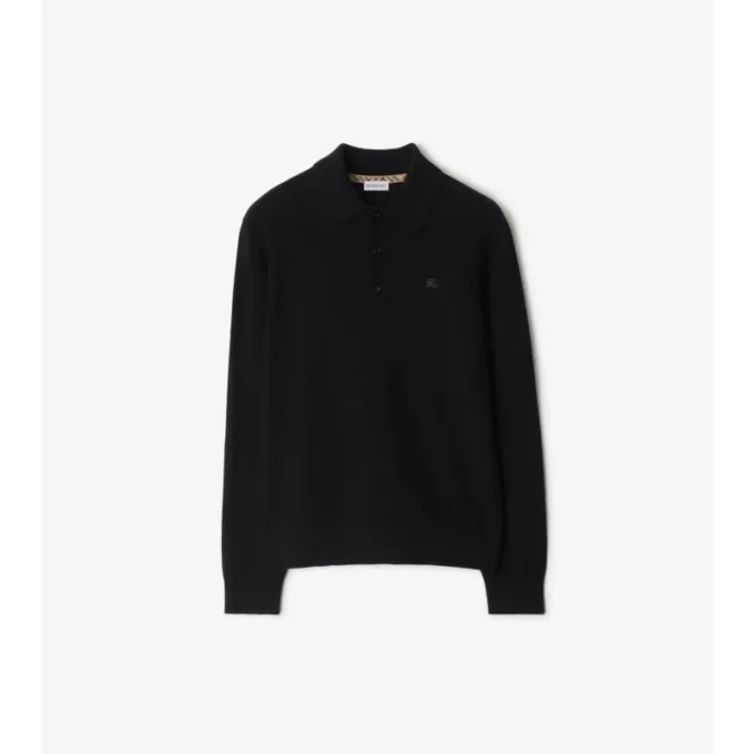 Polo a maniche lunghe in misto cashmere