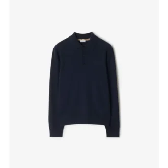 Polo a maniche lunghe in misto cashmere