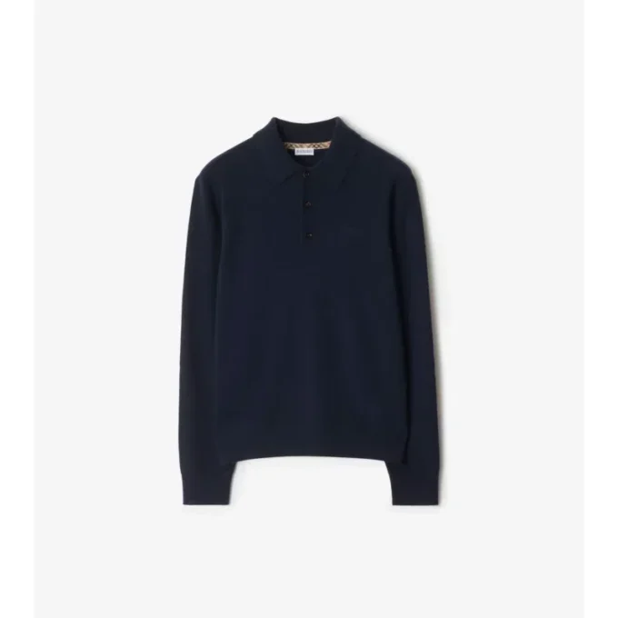 Polo a maniche lunghe in misto cashmere
