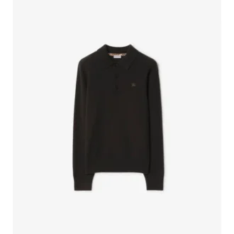 Polo a maniche lunghe in misto cashmere