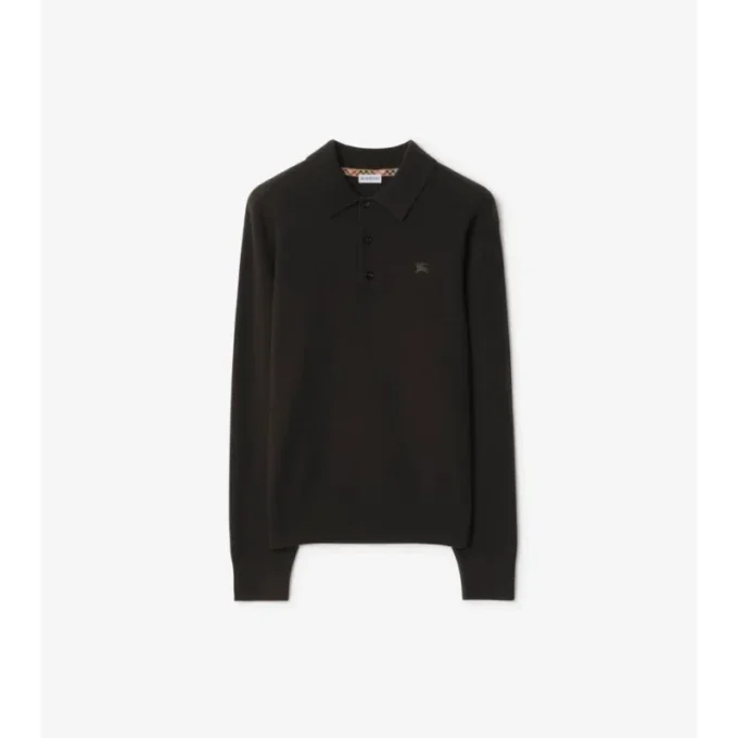 Polo a maniche lunghe in misto cashmere