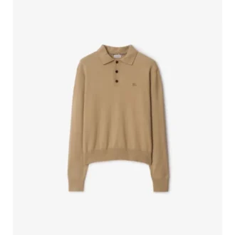 Polo a maniche lunghe in misto cashmere