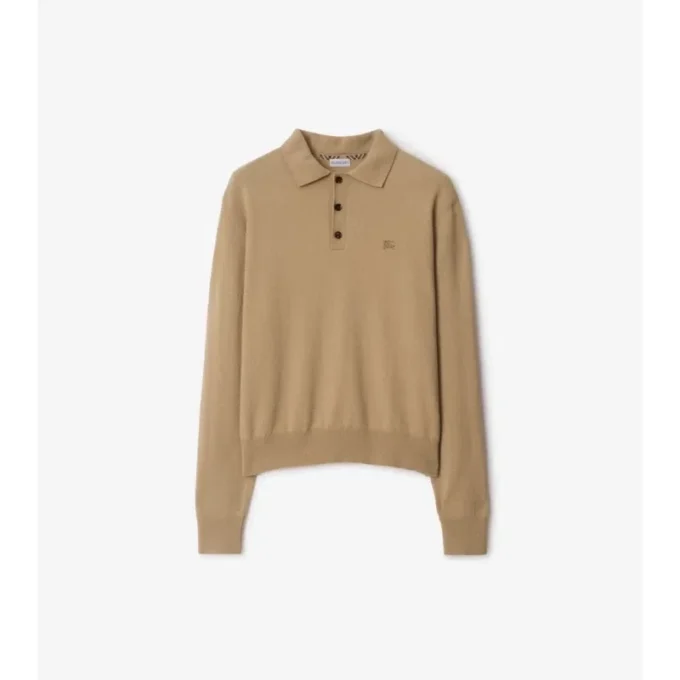 Polo a maniche lunghe in misto cashmere