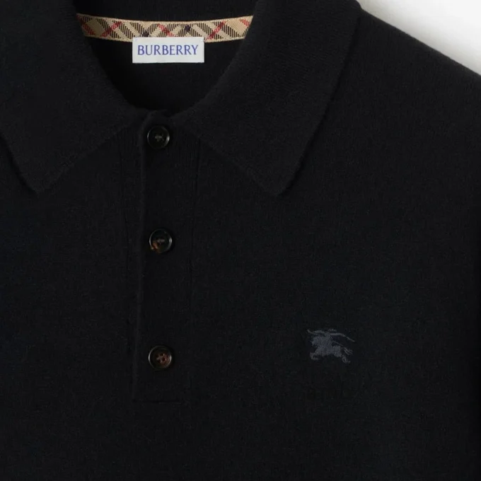 Polo a maniche lunghe in misto cashmere