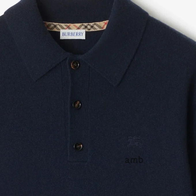 Polo a maniche lunghe in misto cashmere