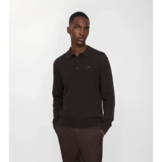 Polo a maniche lunghe in misto cashmere