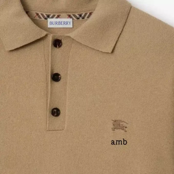 Polo a maniche lunghe in misto cashmere