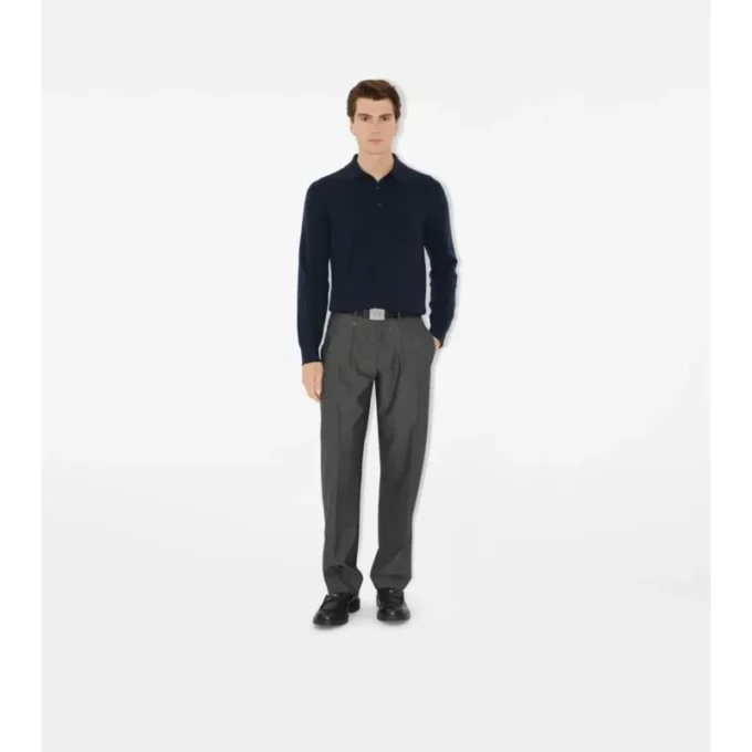 Polo a maniche lunghe in misto cashmere