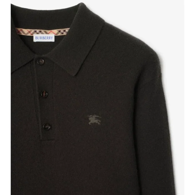 Polo a maniche lunghe in misto cashmere