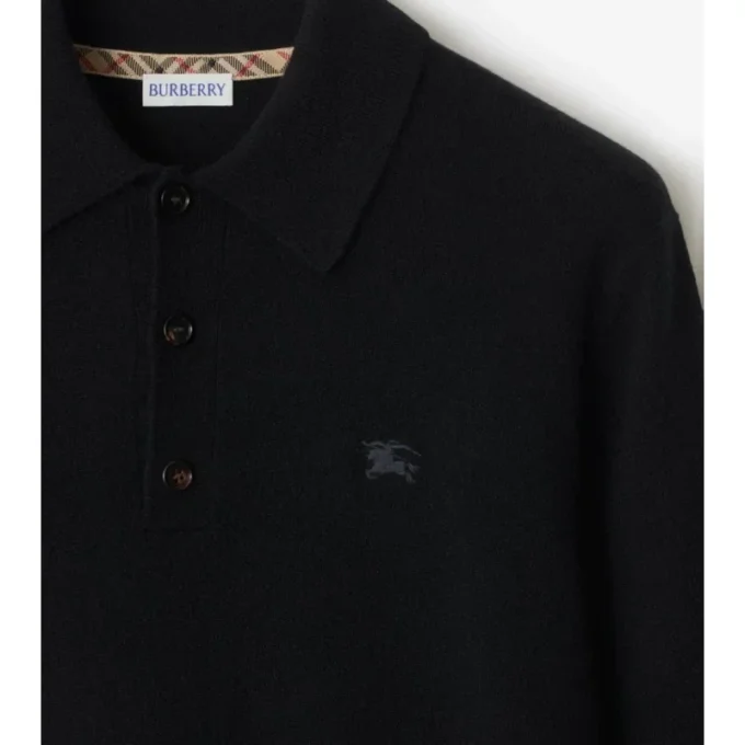 Polo a maniche lunghe in misto cashmere