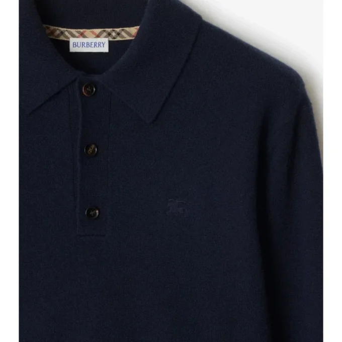Polo a maniche lunghe in misto cashmere