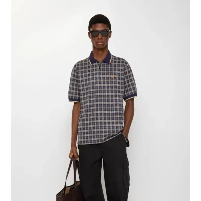 Polo in misto cotone a quadri