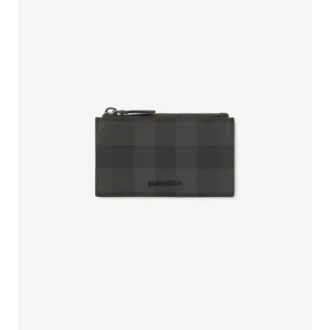 Portacarte con zip a quadri