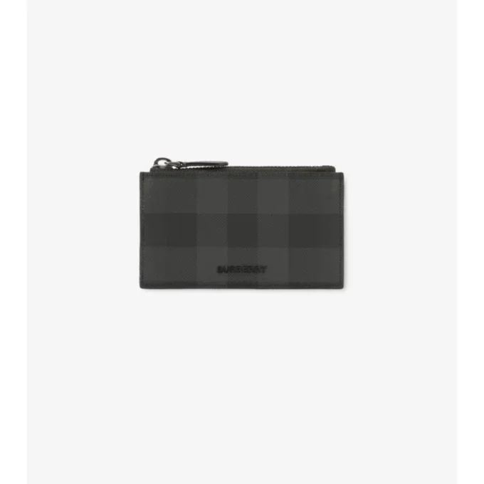 Portacarte con zip a quadri