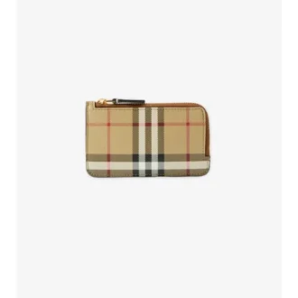Portacarte con zip a quadri
