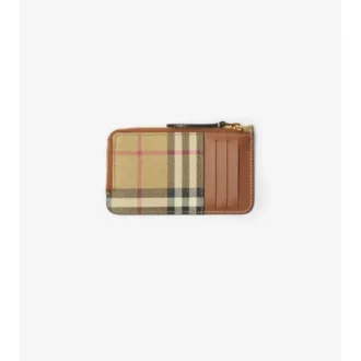 Portacarte con zip a quadri
