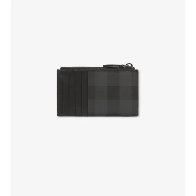 Portacarte con zip a quadri