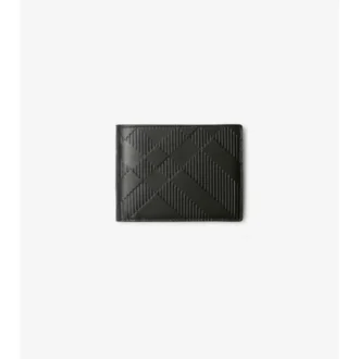 Portafoglio bifold sottile con motivo a quadri goffrato