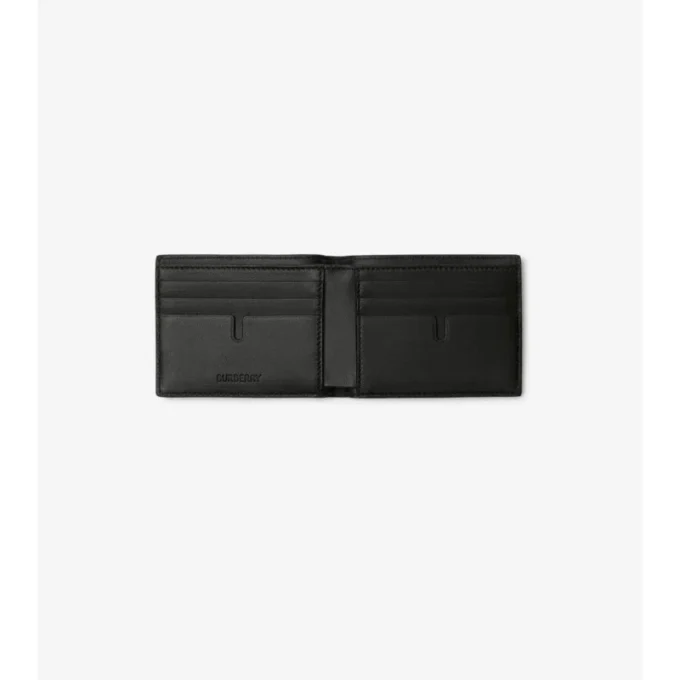 Portafoglio bifold sottile con motivo a quadri goffrato