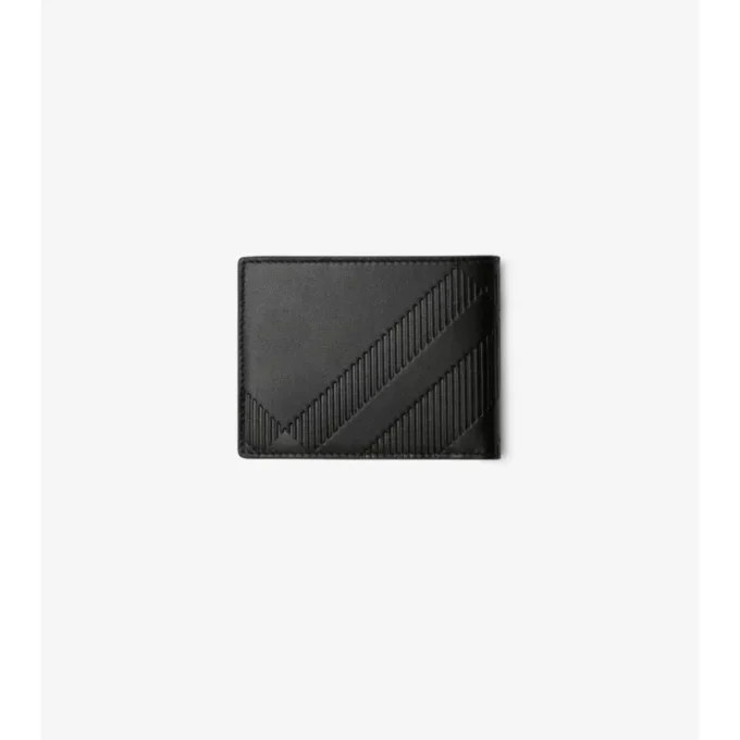 Portafoglio bifold sottile con motivo a quadri goffrato