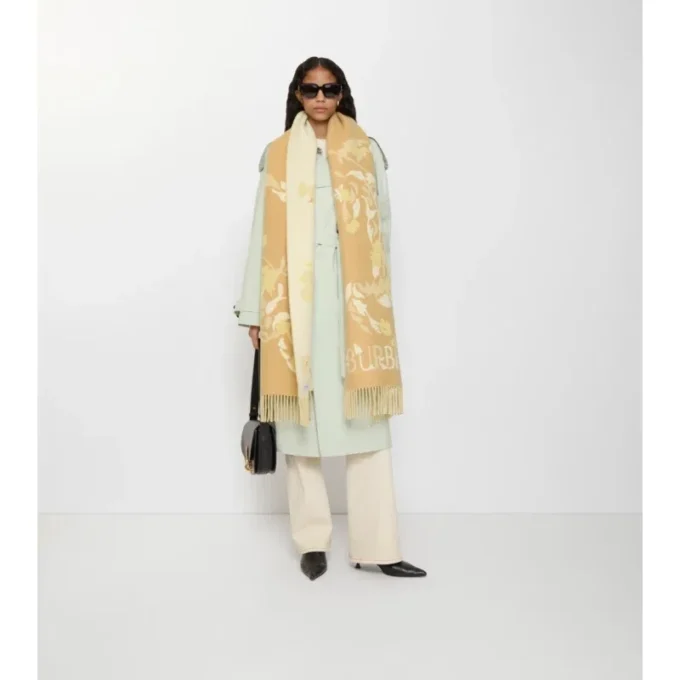 Sciarpa ampia in cashmere EKD con motivo floreale