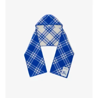 Sciarpa con cappuccio in lana a quadri