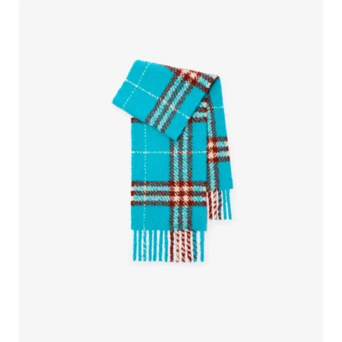 Sciarpa in bouclé misto lana di alpaca con motivo a quadri