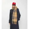Sciarpa in bouclé misto lana di alpaca con motivo a quadri
