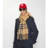 Sciarpa in bouclé misto lana di alpaca con motivo a quadri