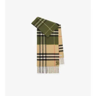 Sciarpa in cashmere a quadri a contrasto