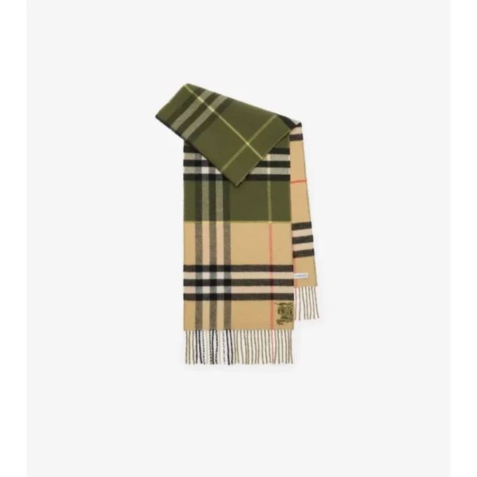 Sciarpa in cashmere a quadri a contrasto