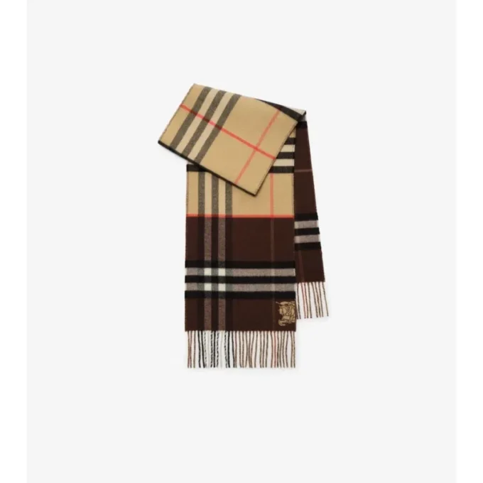 Sciarpa in cashmere a quadri a contrasto
