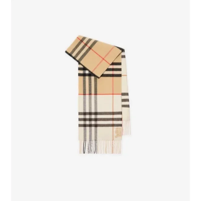 Sciarpa in cashmere a quadri a contrasto