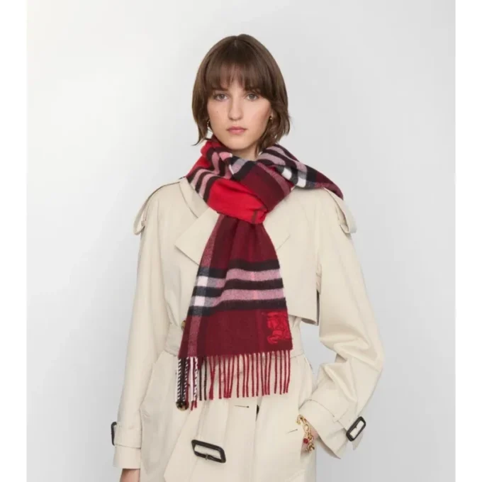 Sciarpa in cashmere a quadri a contrasto