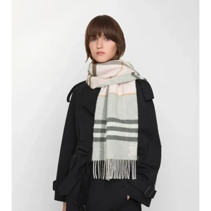 Sciarpa in cashmere a quadri a contrasto