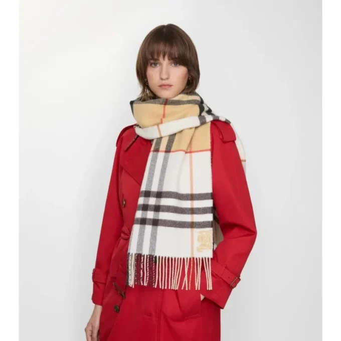 Sciarpa in cashmere a quadri a contrasto