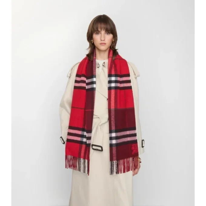 Sciarpa in cashmere a quadri a contrasto