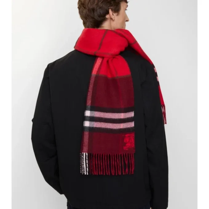 Sciarpa in cashmere a quadri a contrasto